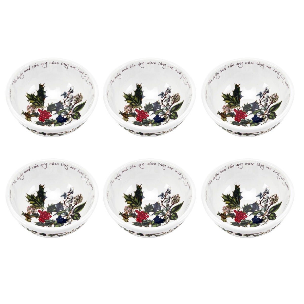 Seconds Portmeirion The Holly and The Ivy Set of 6 5.5 Inch Fruit/Salad Bowls 