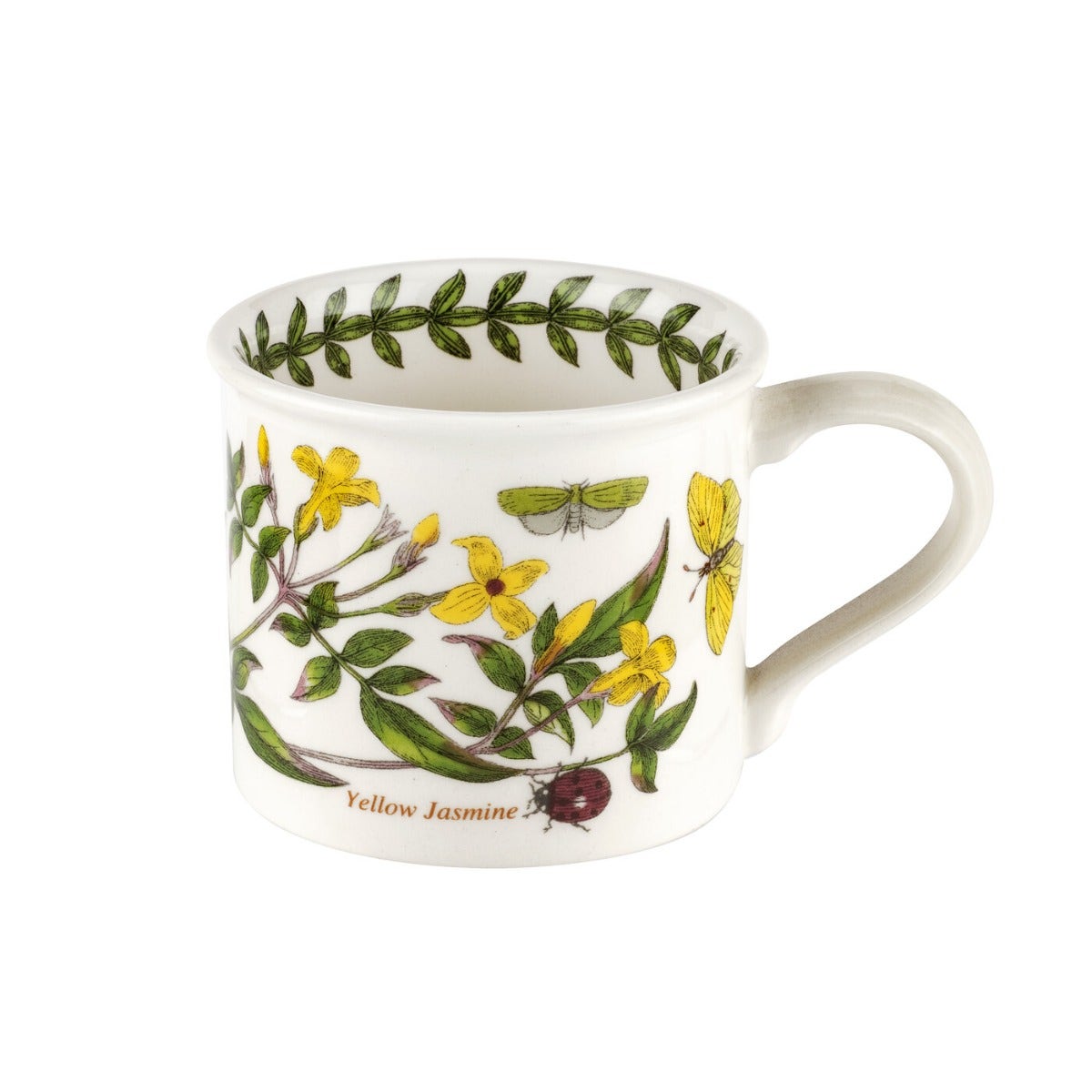 Seconds Portmeirion Botanic Garden Drum Mocha Cup Inner Border -  No Guarantee of Flower Design