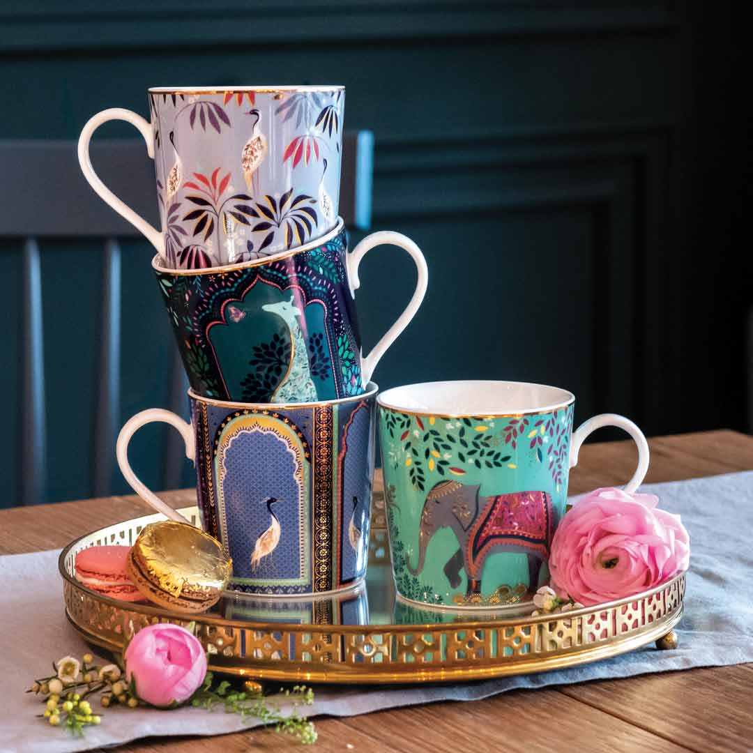Sara Miller India Set of 4 Mug Set