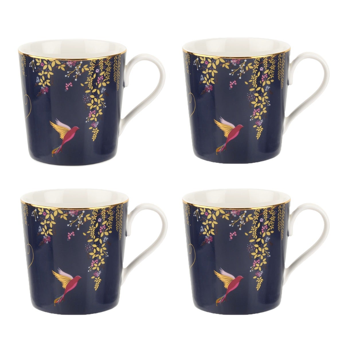 Sara Miller Chelsea Set of 4 Mugs, Navy