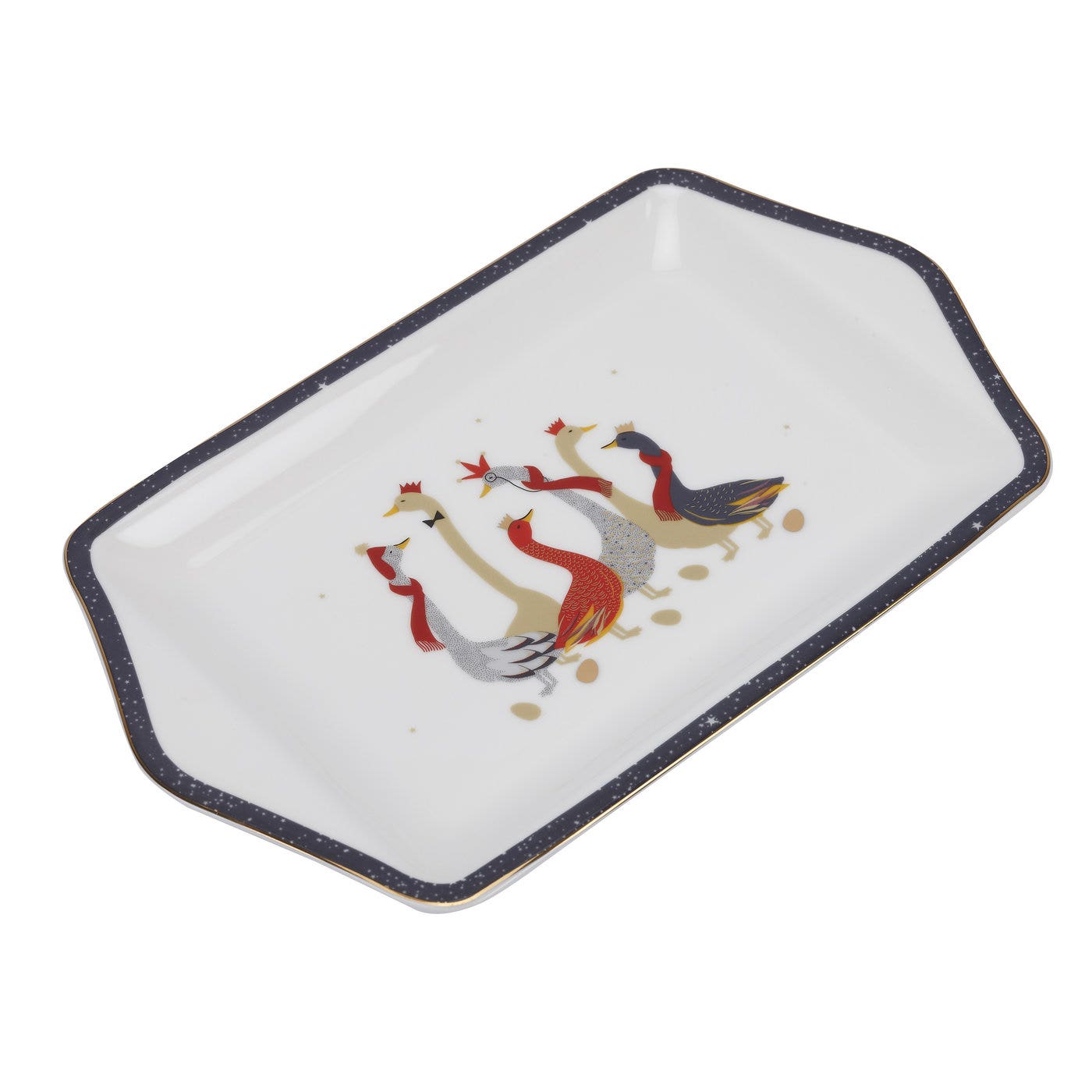 Sara Miller London Portmeirion Geese Christmas Dessert Tray 