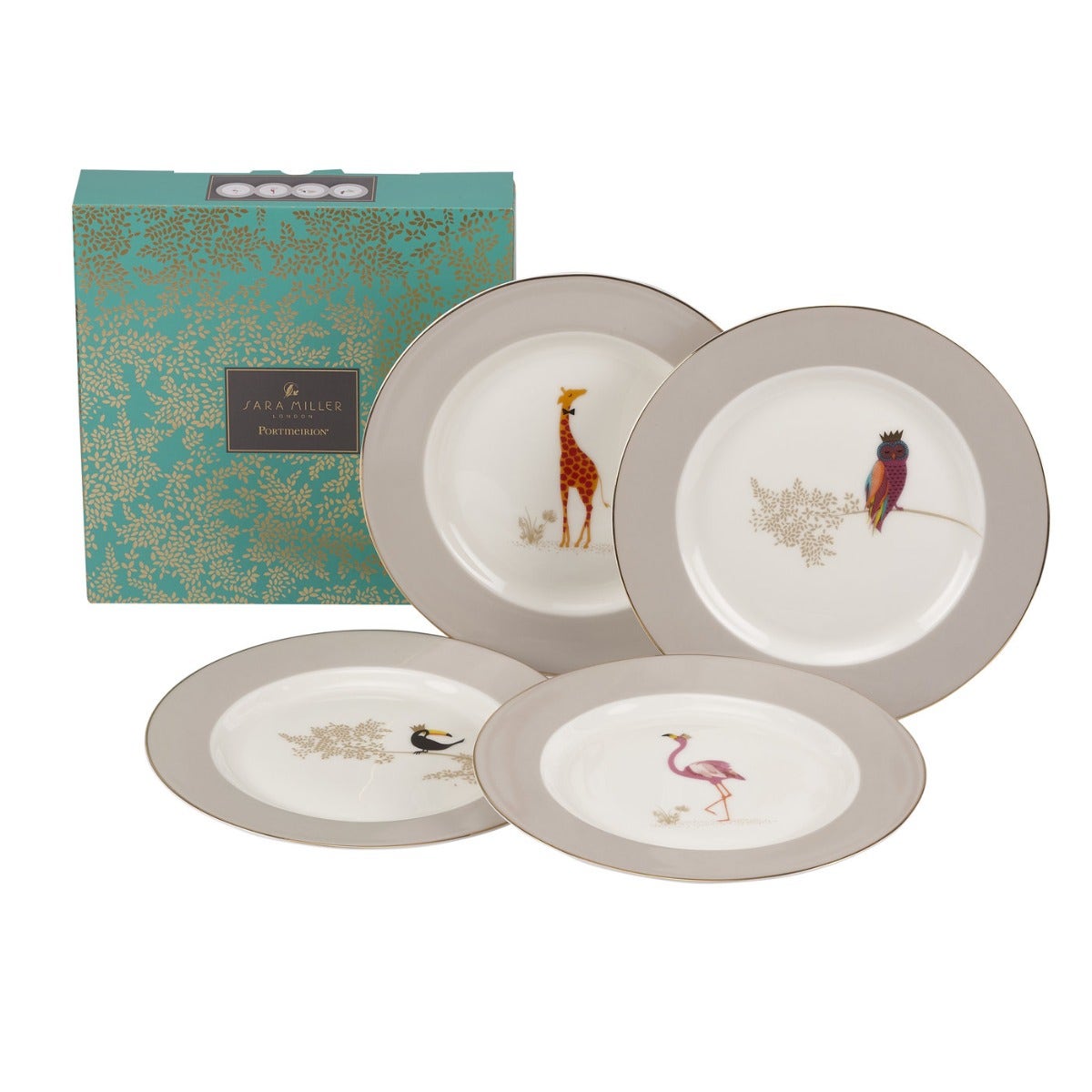 Sara Miller London Portmeirion Piccadilly Collection Cake Plates Set of 4