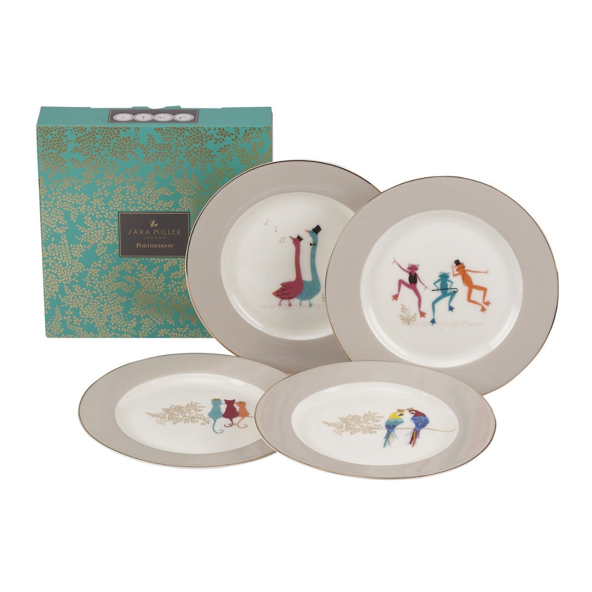 Sara Miller London Portmeirion Piccadilly Cake Plates Set of 4