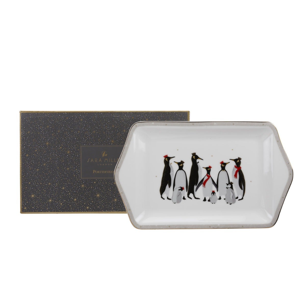 Sara Miller London Portmeirion Penguin Christmas Dessert Tray 