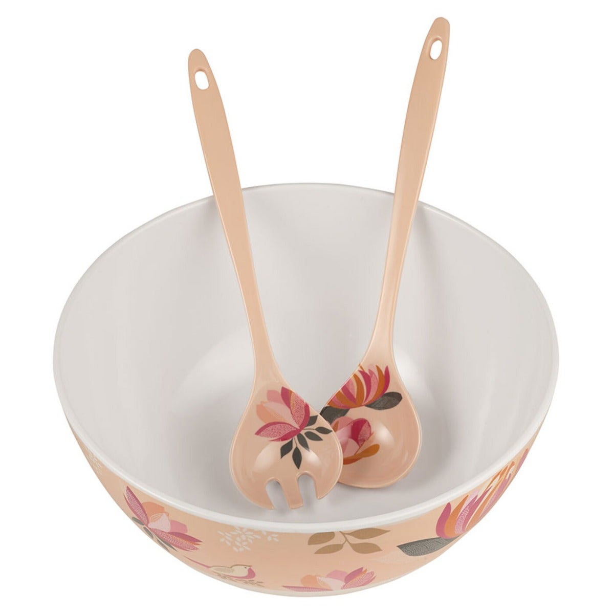 Sara Miller Peony Melamine Salad Bowl & Servers Set 