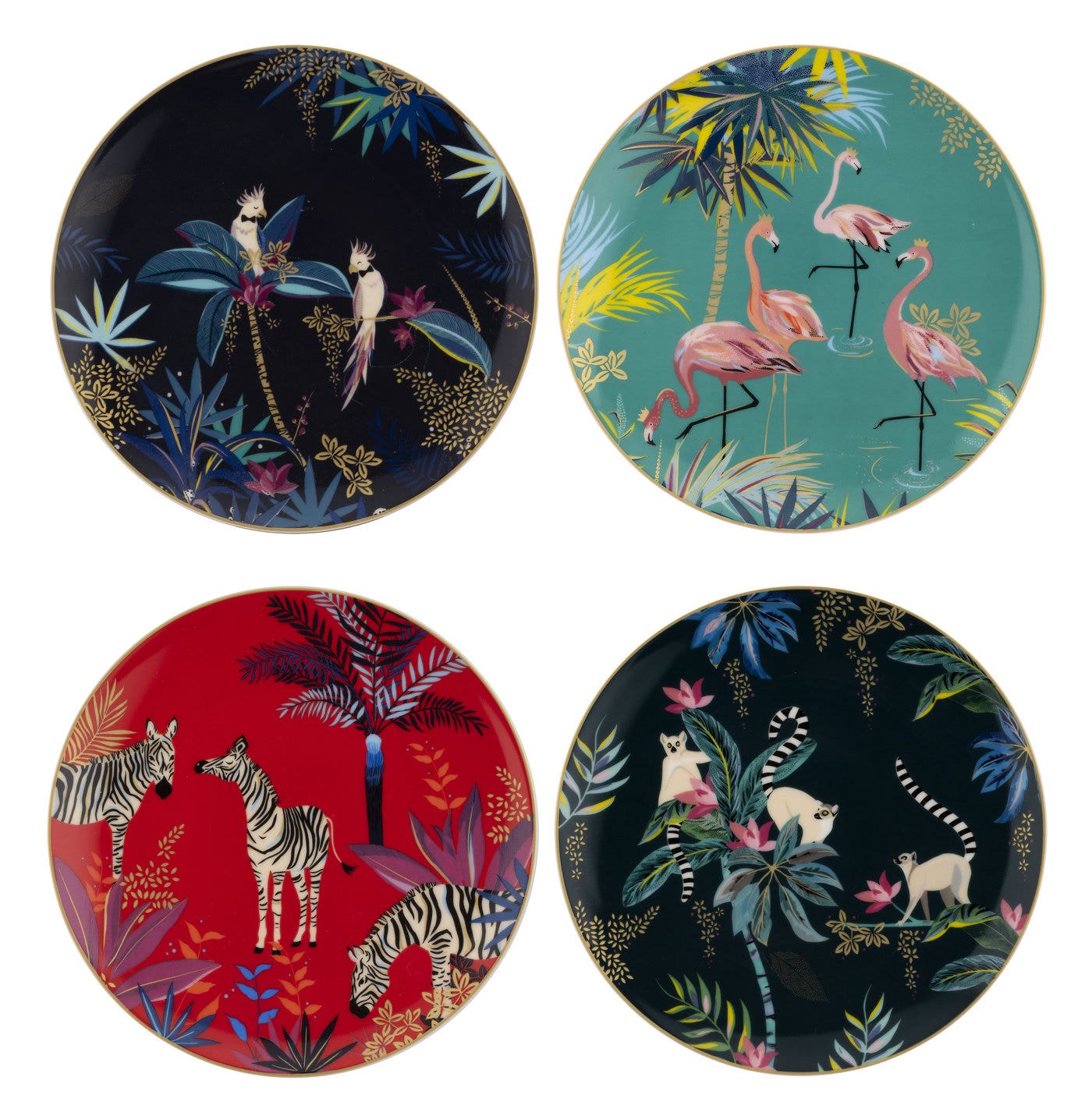 Sara Miller London Portmeirion Tahiti Side Plates Set of 4