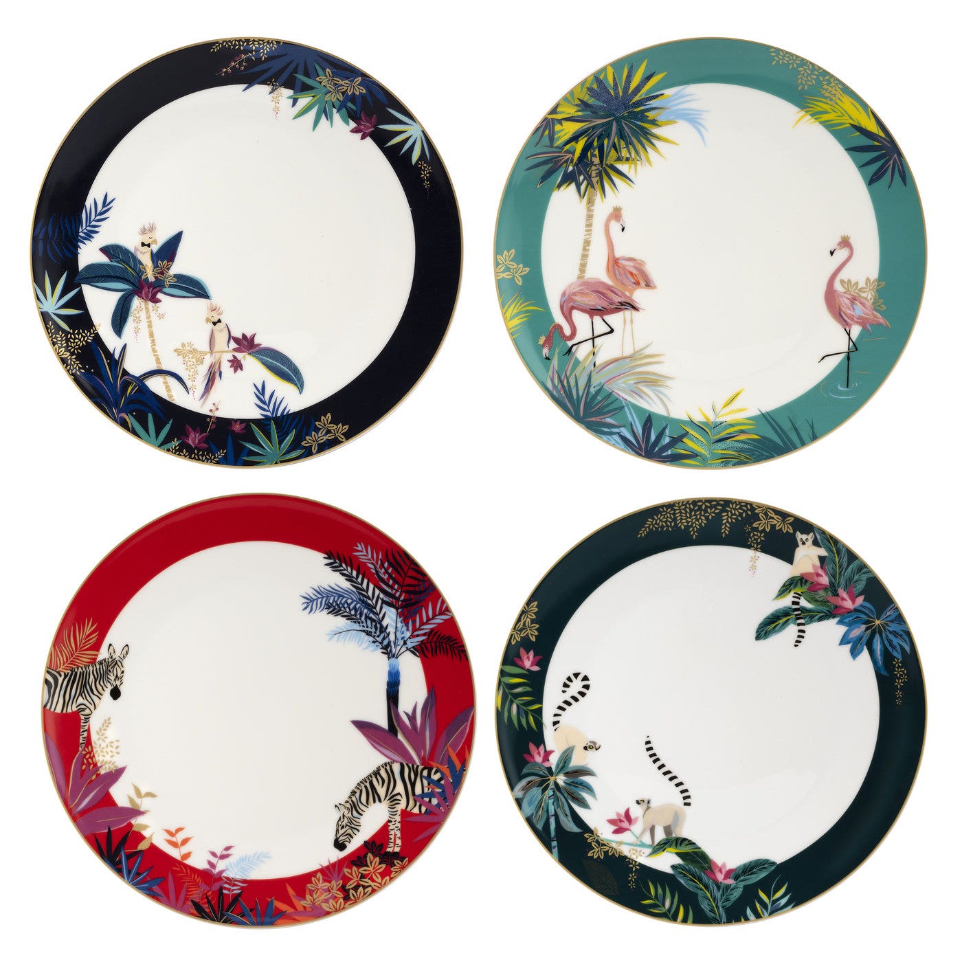 Sara Miller London Portmeirion Tahiti Dinner Plates Set of 4