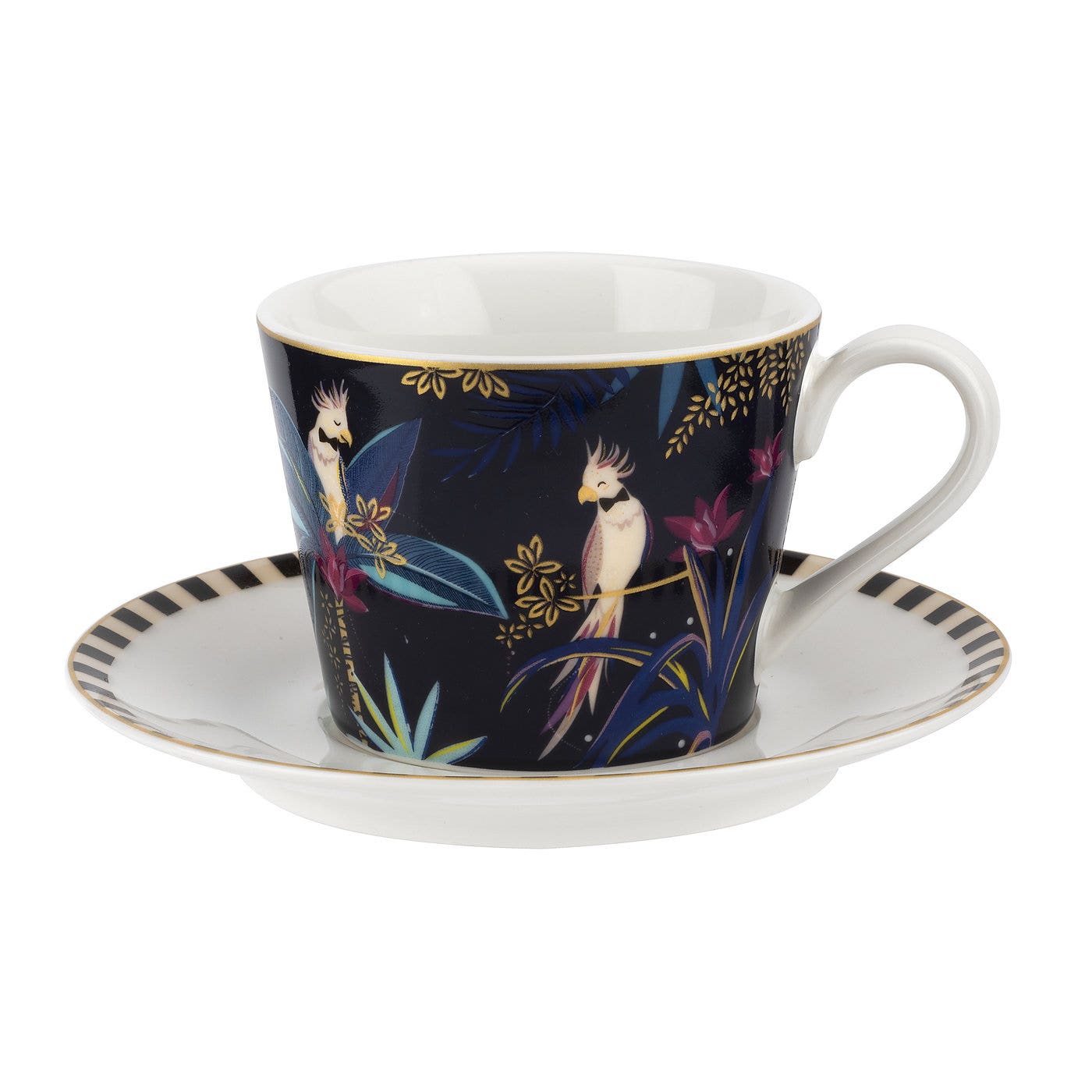 Sara Miller London Portmeirion Tahiti Teacup & Saucer Cockatoo