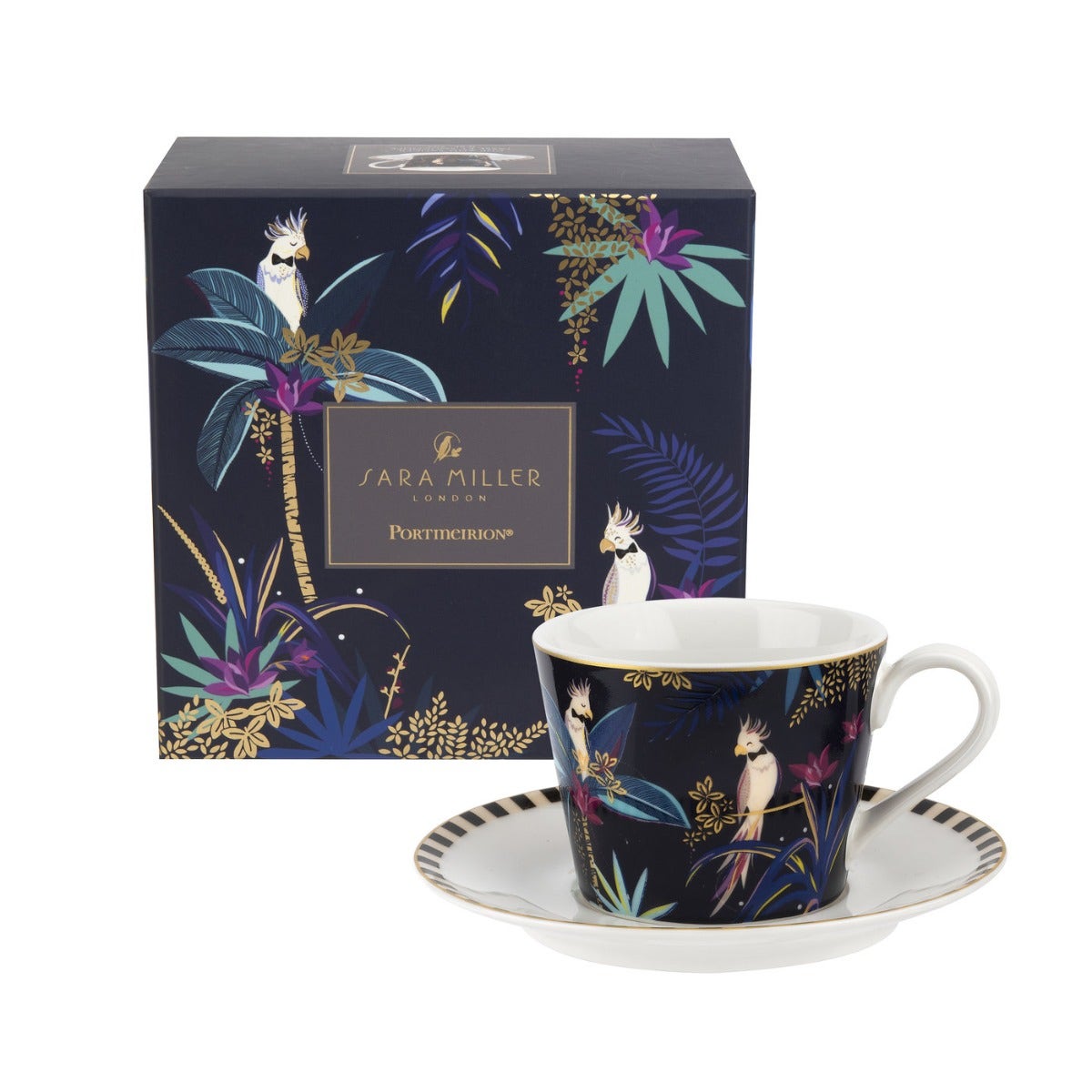 Sara Miller London Portmeirion Tahiti Teacup & Saucer Cockatoo