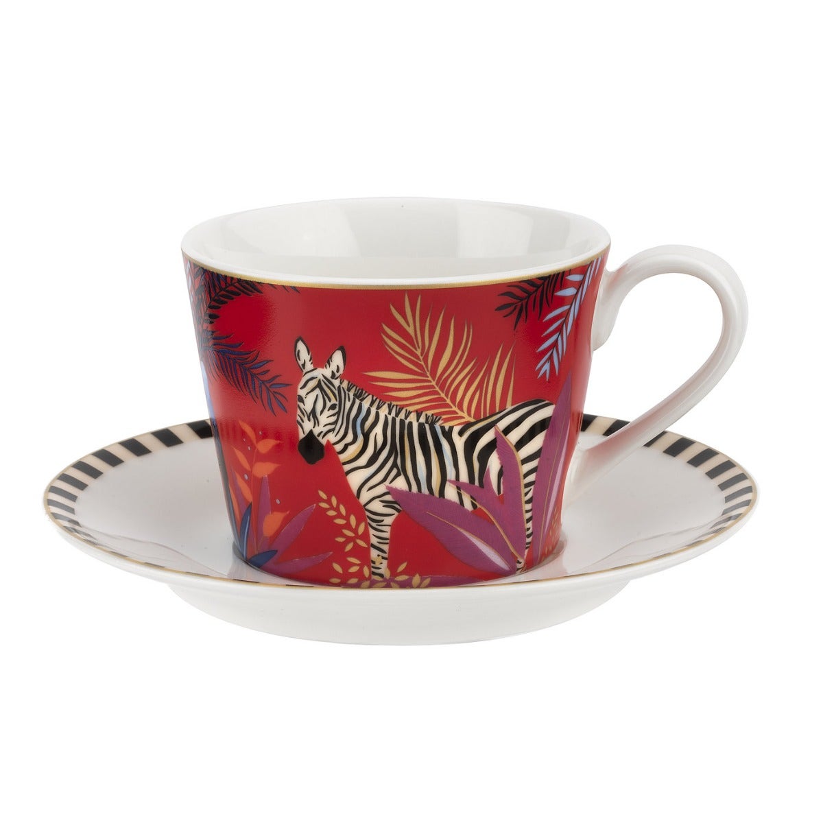 Sara Miller London Portmeirion Tahiti Teacup & Saucer Zebra