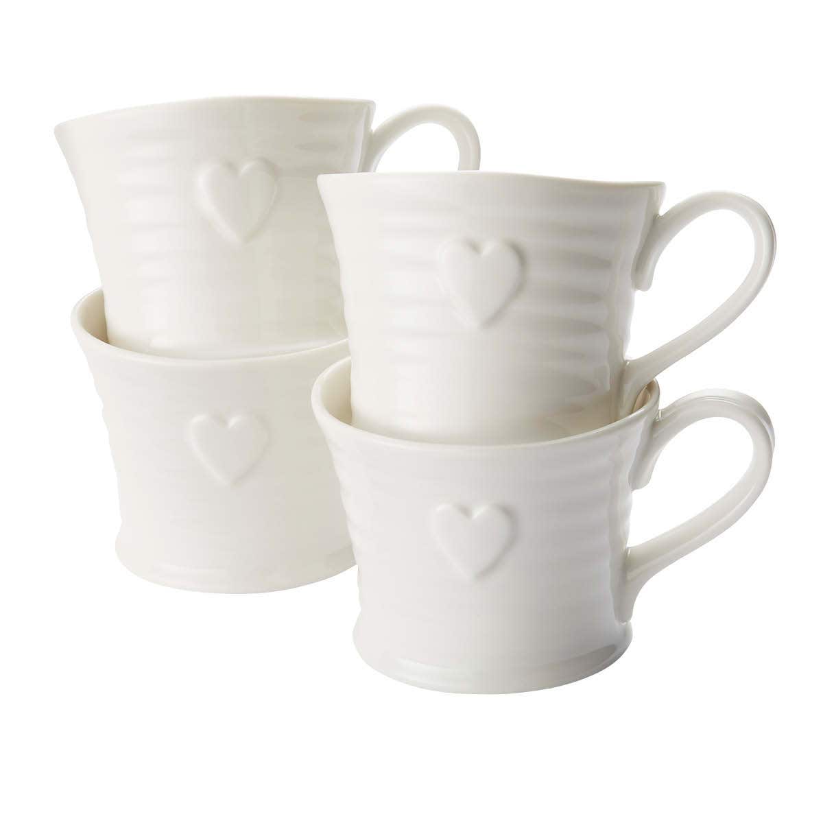 Sophie Conran for Portmeirion White Embossed Heart Mug Set of 4