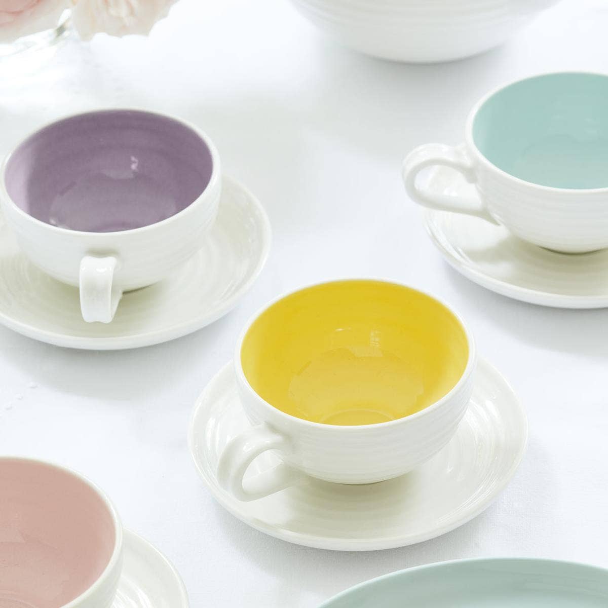 Sophie Conran for Portmeirion Celadon Tea Cup & Saucer Set of 4