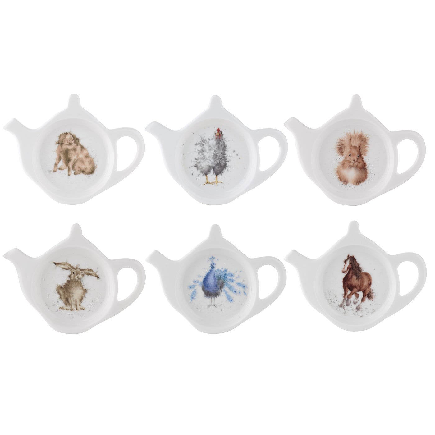 Royal Worcester Wrendale Designs Tea Bag Tidy Set of 6