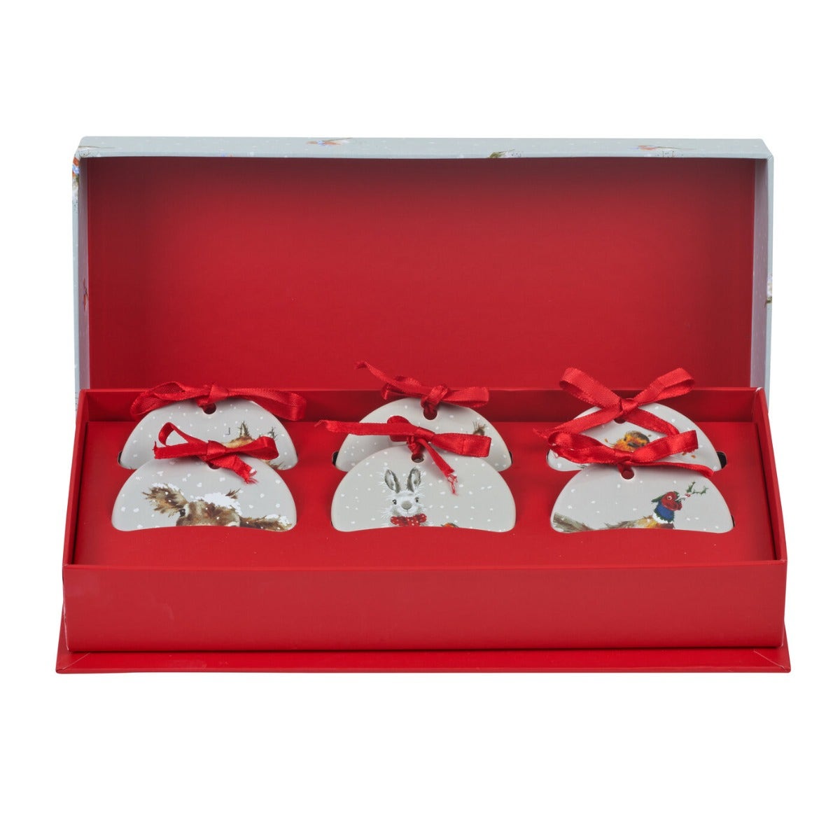 Royal Worcester Wrendale Designs Set of 6 Christmas Decoration