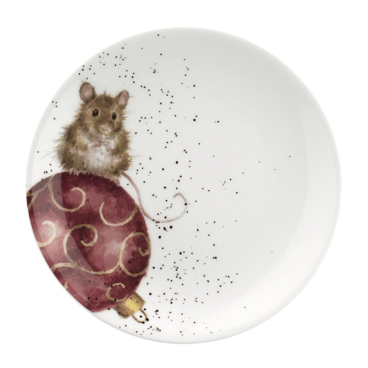 Royal Worcester Wrendale Designs Christmas Collection Coupe Plate Set of 2 Mouse & Dog