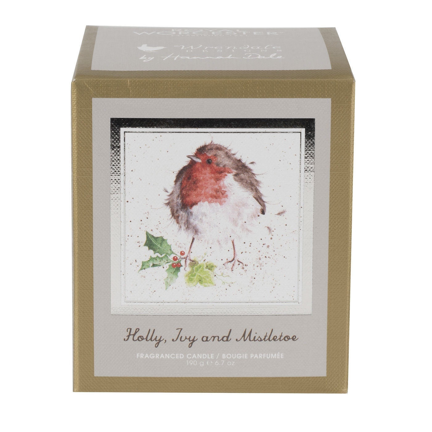 Royal Worcester Wrendale Designs Robin Glass Candle Holly, Ivy and Mistletoe