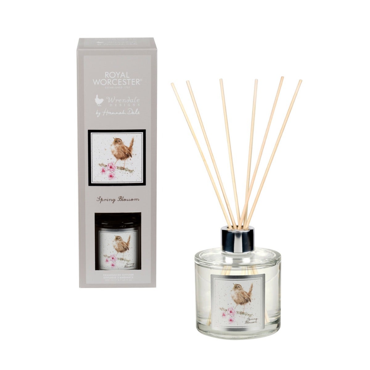 Royal Worcester Wrendale Designs Spring Blossom 200ml Reed Diffuser - Darjeeling & Damask Rose