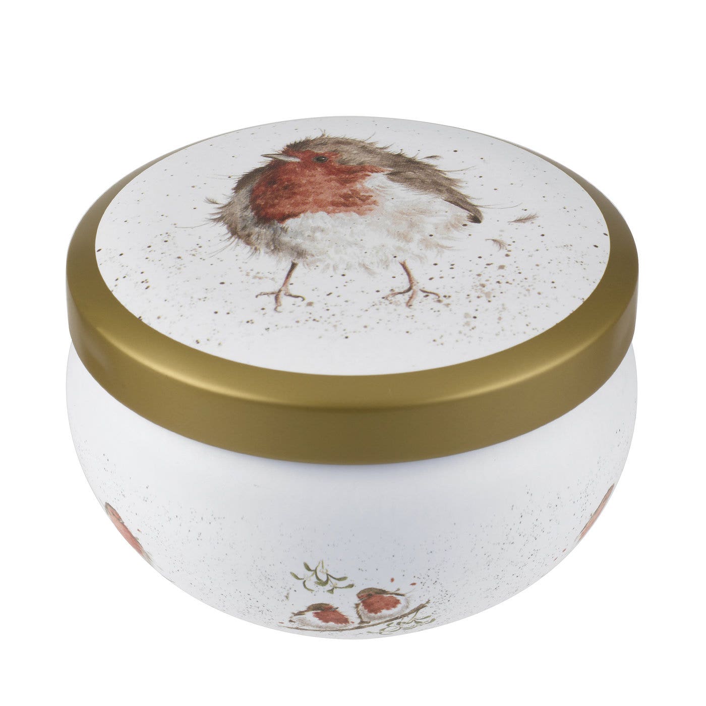 Royal Worcester Wrendale Designs Boutique Candle Tin  - Festive (Robin)