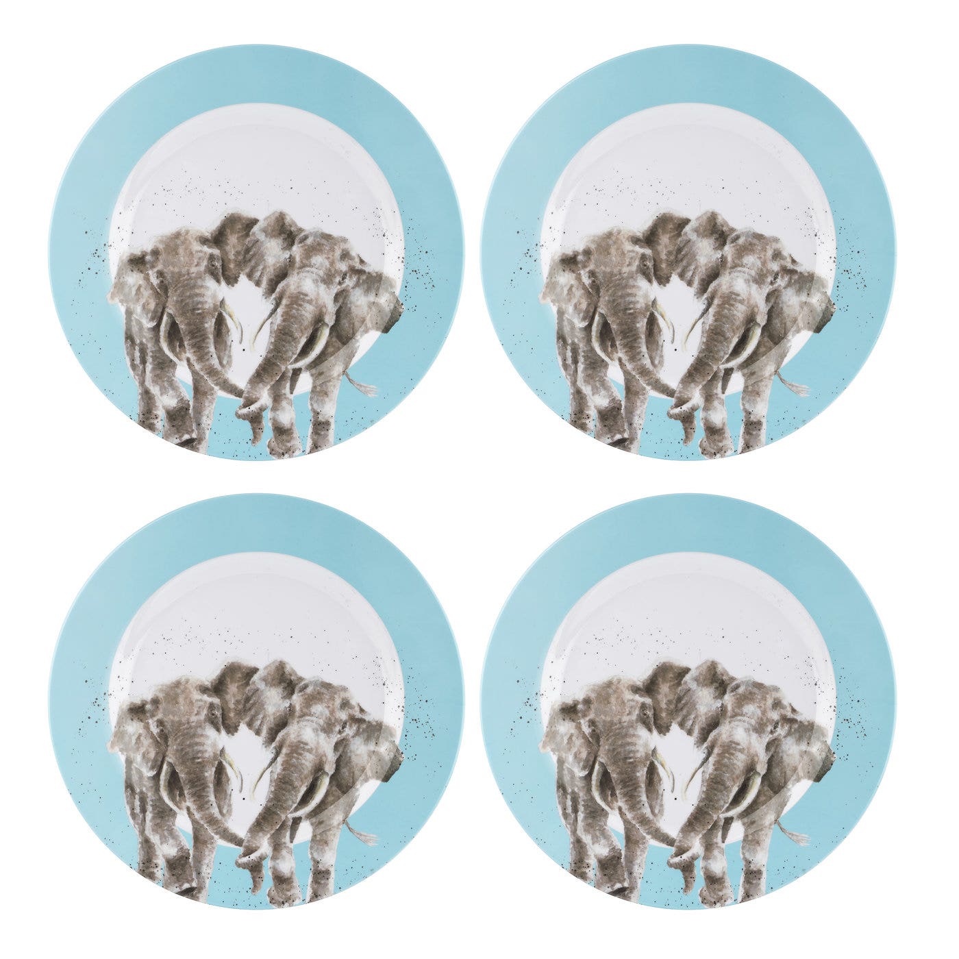 Royal Worcester Wrendale Designs Melamine Dinner Plates Set of 4 Elephants