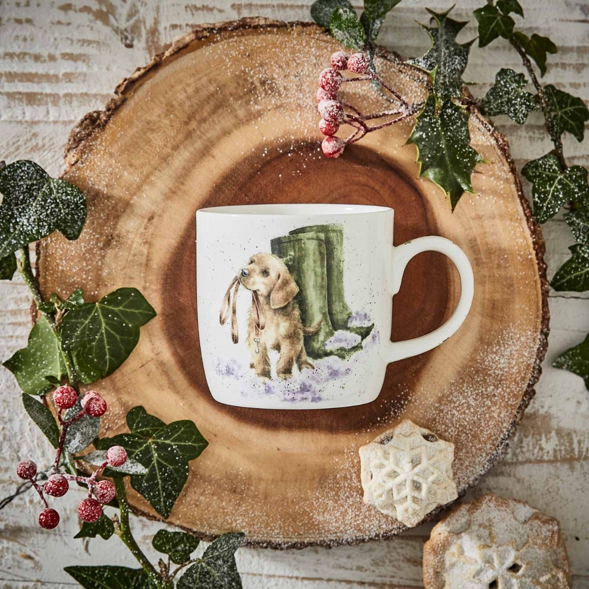 Royal Worcester Wrendale Designs Set of 6 Boxing Day Walk Dog Fine Bone China Mugs