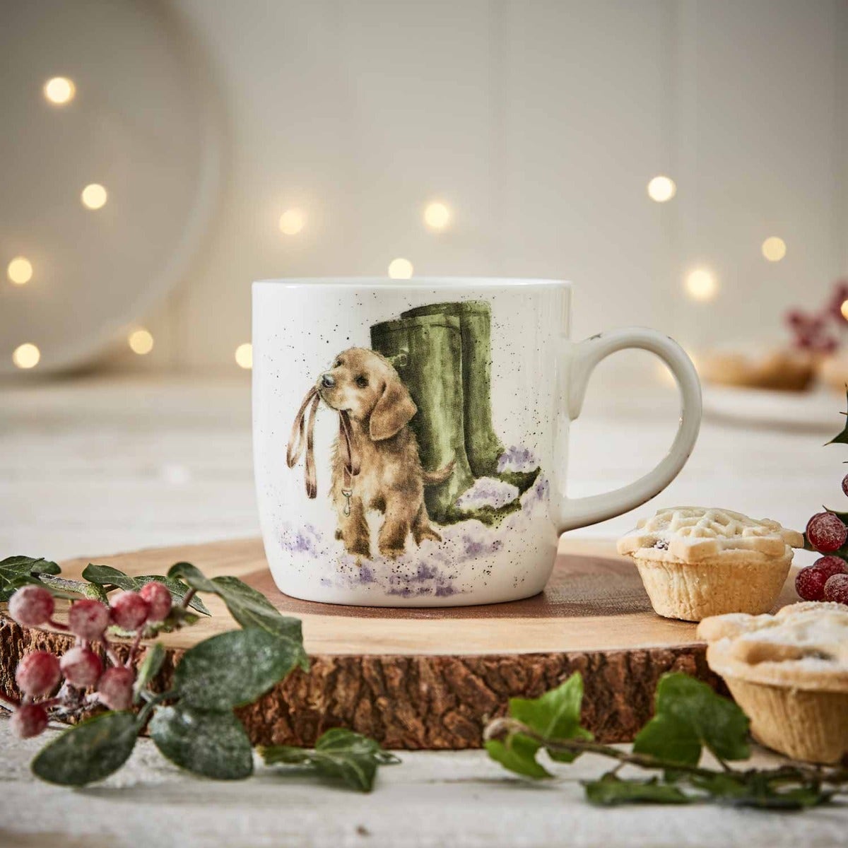 Royal Worcester Wrendale Designs Set of 6 Boxing Day Walk Dog Fine Bone China Mugs