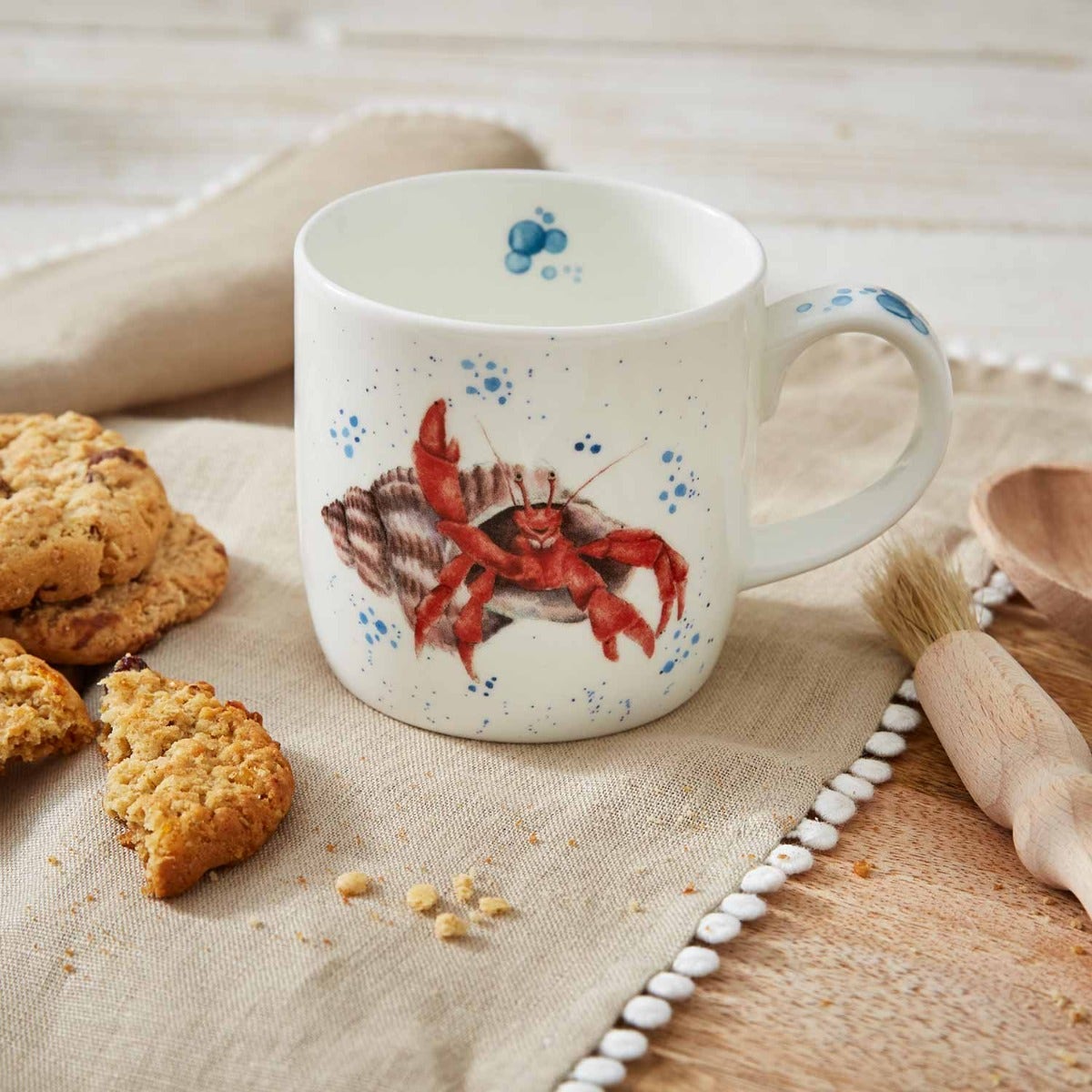 Royal Worcester Wrendale Designs Set of 6 Happy Crab Fine Bone China Mugs