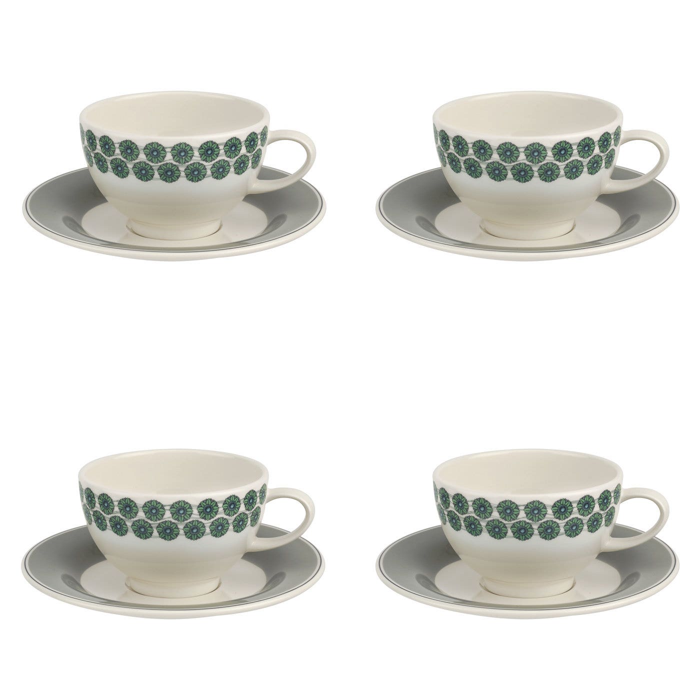 Portmeirion Westerly Grey Tea Cup and Saucer Set of 4