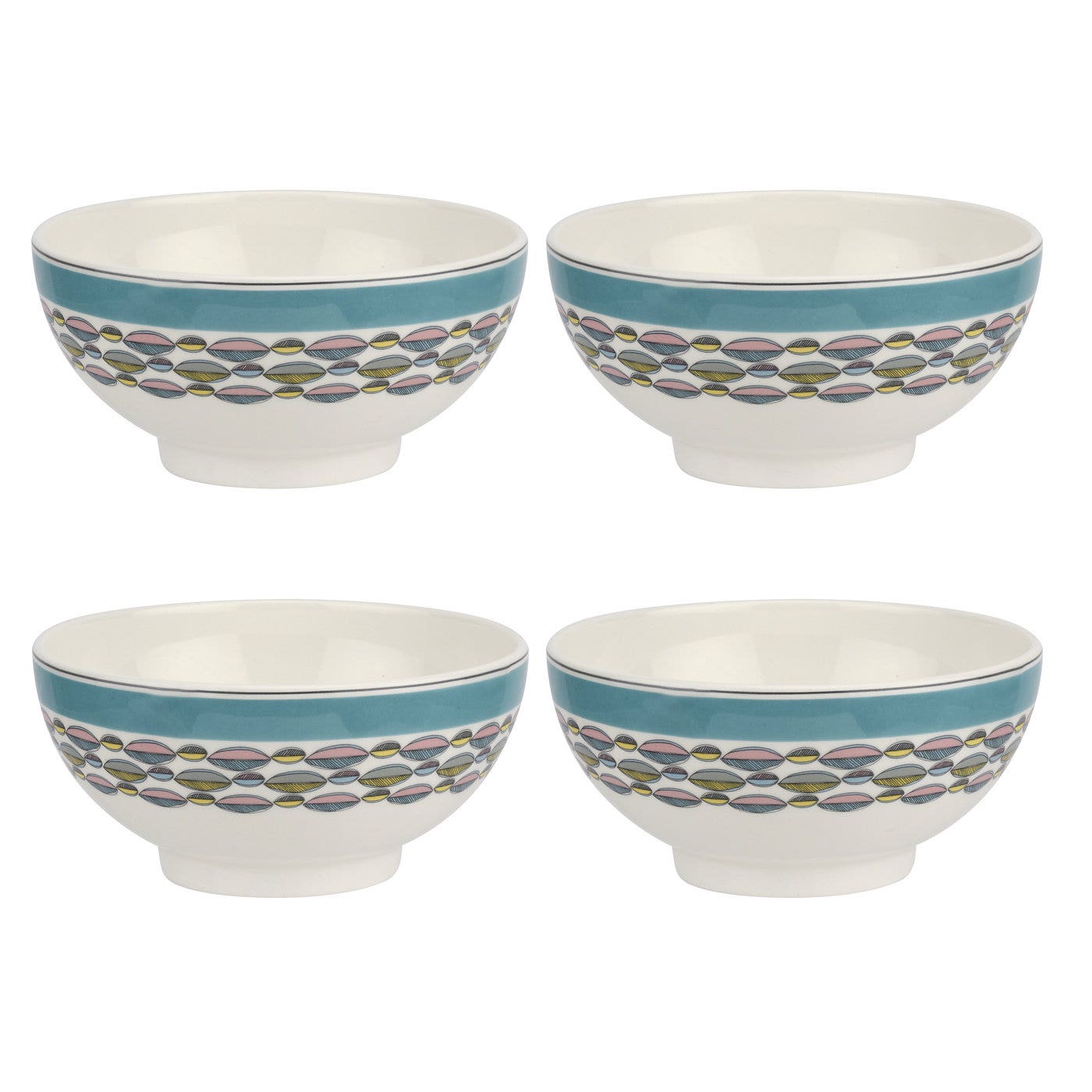 Portmeirion Westerly Turquoise 6 Inch Cereal Bowls Set of 4