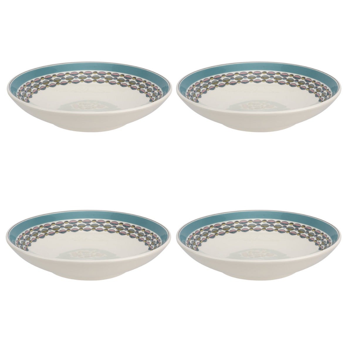 Portmeirion Westerly Turquoise 8.5 Inch Pasta Bowl Set of 4