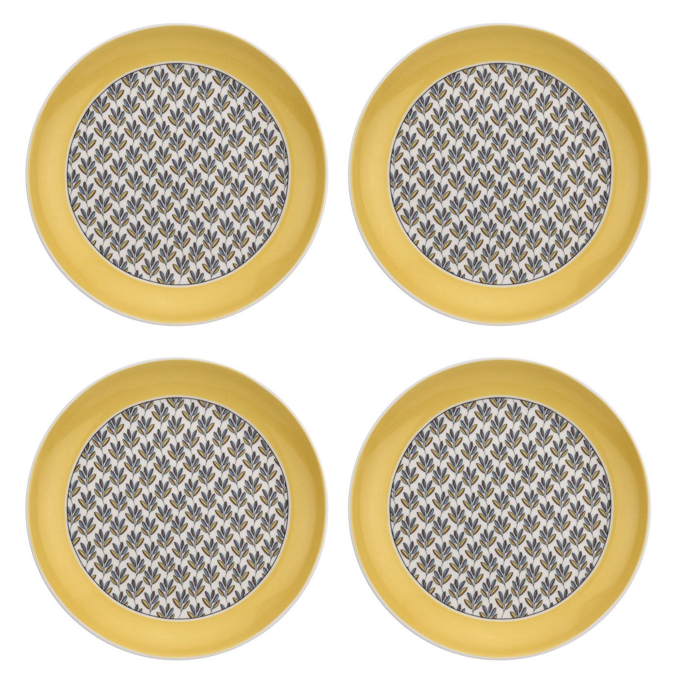 Portmeirion Westerly Yellow 8.75 inch Coupe Plate Set of 4