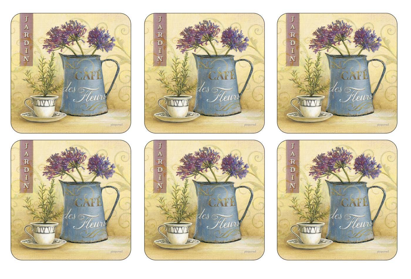 Pimpernel Cafe de Fleurs Set of 6 Coasters