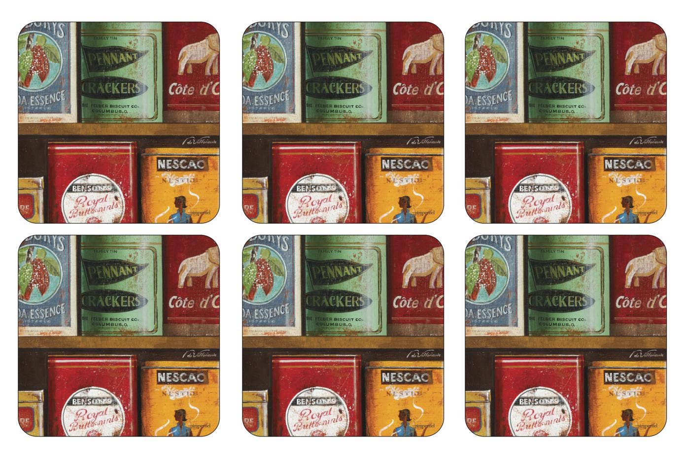 Pimpernel Vintage Tins Coasters Set of 6