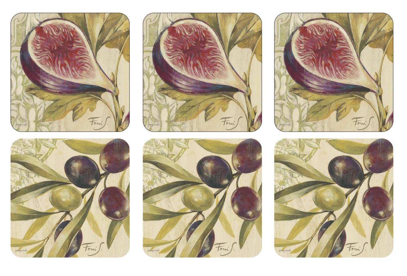 Pimpernel Olives and Figs Coasters Set of 6 