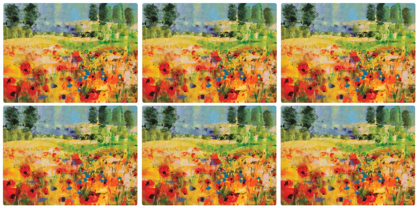 Pimpernel Impressionist Flowers Yellow Placemats Set of 6