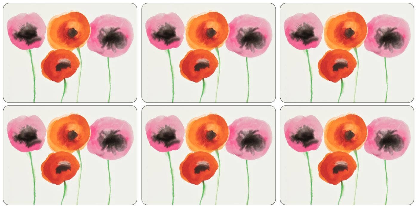 Pimpernel Poppies Red Placemats Set of 6