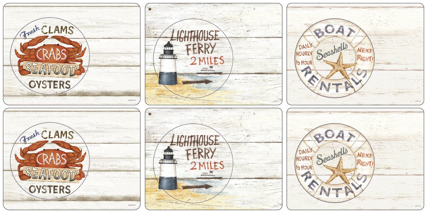 Pimpernel Coastal Signs Placemats Set of 6