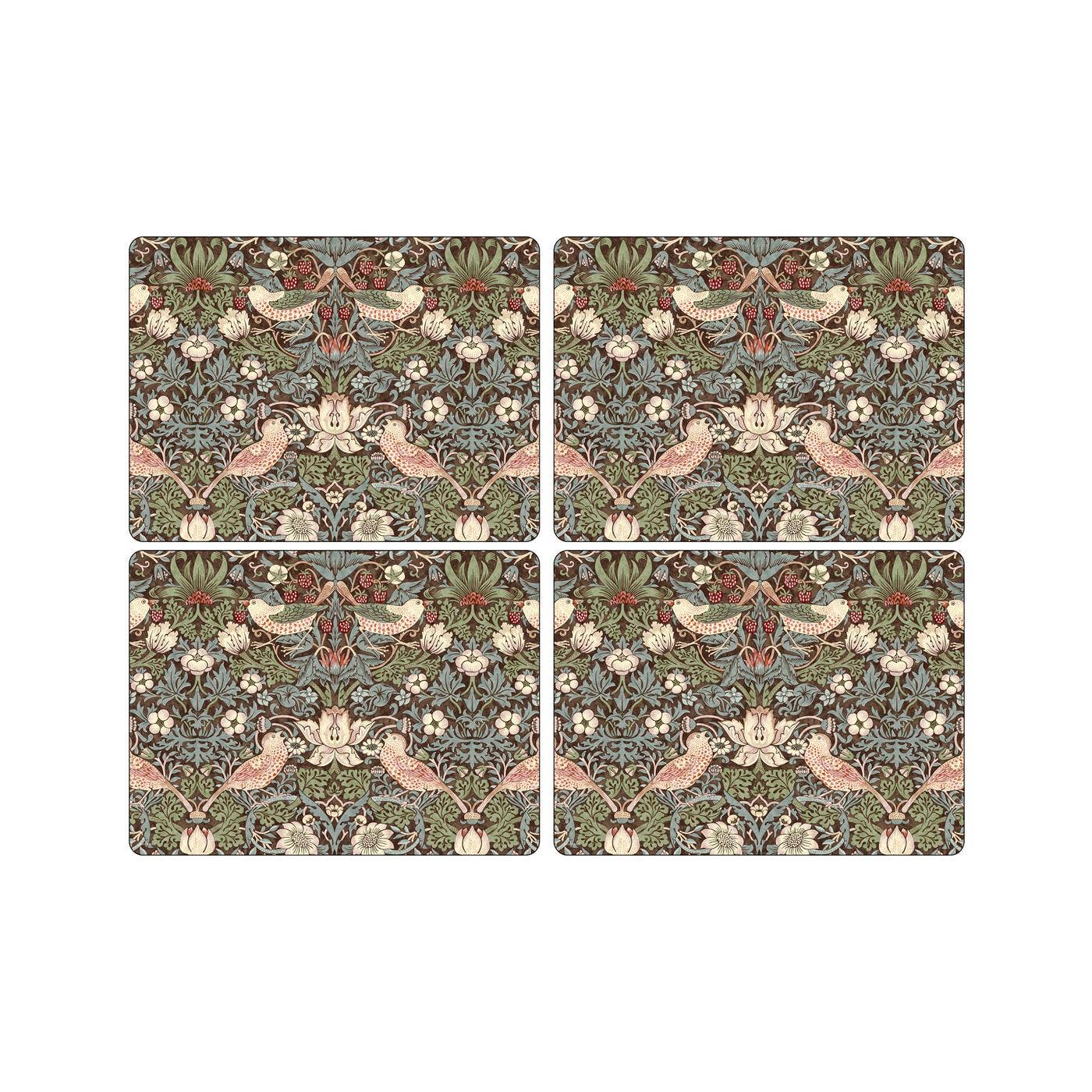 Morris and Co for Pimpernel Strawberry Thief Brown Placemats Set of 4