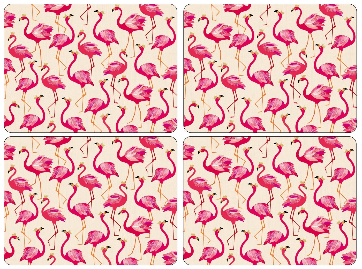 Sara Miller London Portmeirion The Flamingo Square Placemats Set of 4 