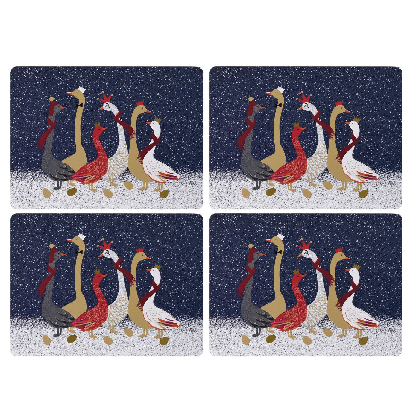 Sara Miller London Portmeirion Geese Christmas Large Placemats Set of 4