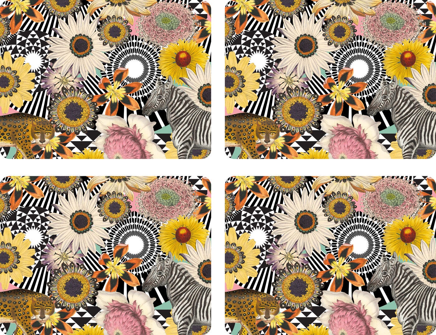 Floral Jungle Set of 4 Large Placemats