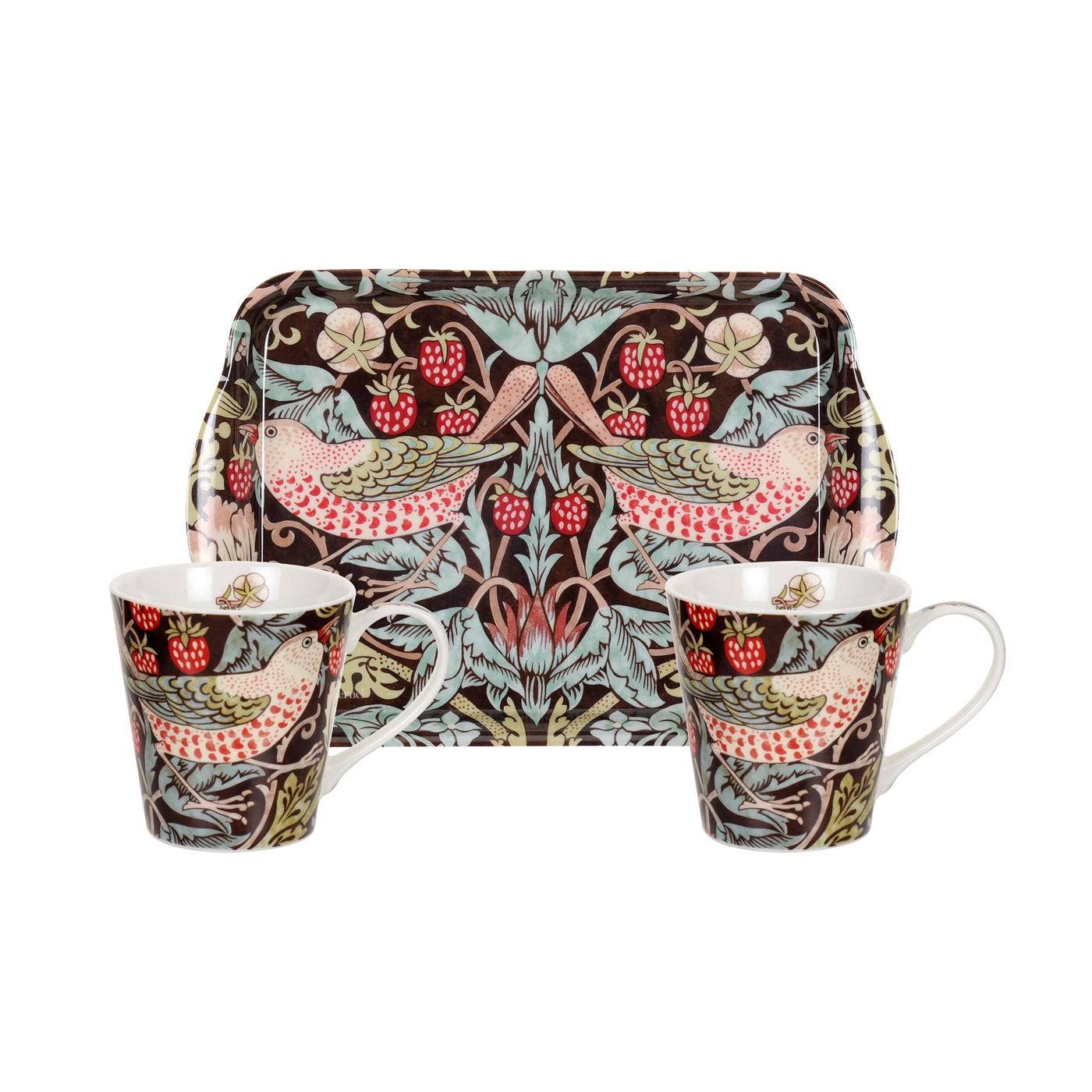 Morris and Co for Pimpernel Strawberry Thief Brown Mug and Tray Set