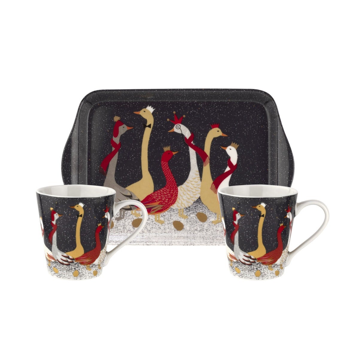 Sara Miller London Portmeirion Geese Christmas Collection Mug & Tray Set