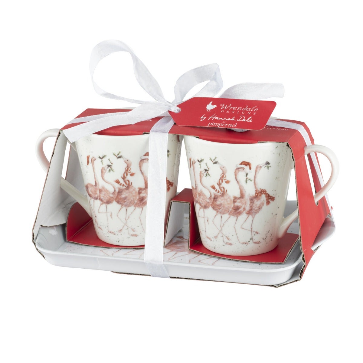 Royal Worcester Wrendale Designs Christmas Collection  Flamingle Bells Mug & Tray Set