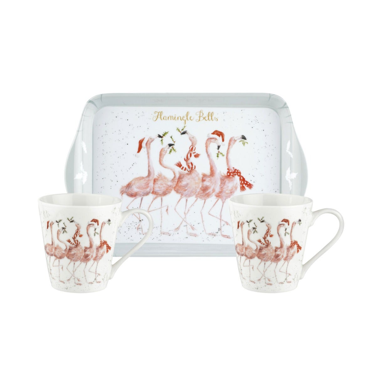 Royal Worcester Wrendale Designs Christmas Collection  Flamingle Bells Mug & Tray Set