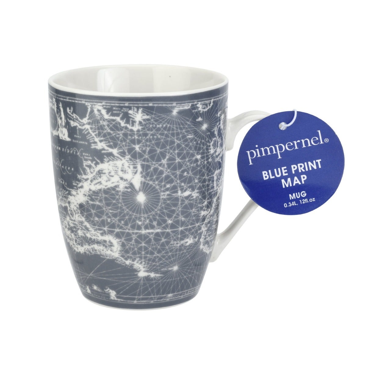 Pimpernel Blue Print Map Mug Set of 4 