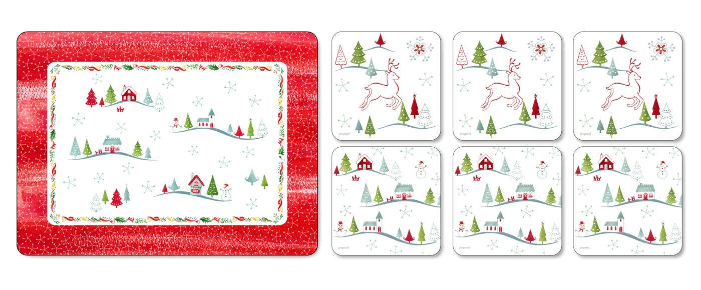 Pimpernel Christmas Wish Placemats Set of 6 and 6 Free Coasters