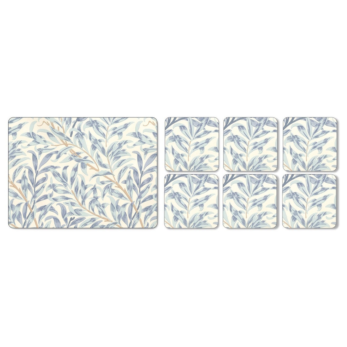 Willow Bough Set of 6 Placemats & Coasters, Blue