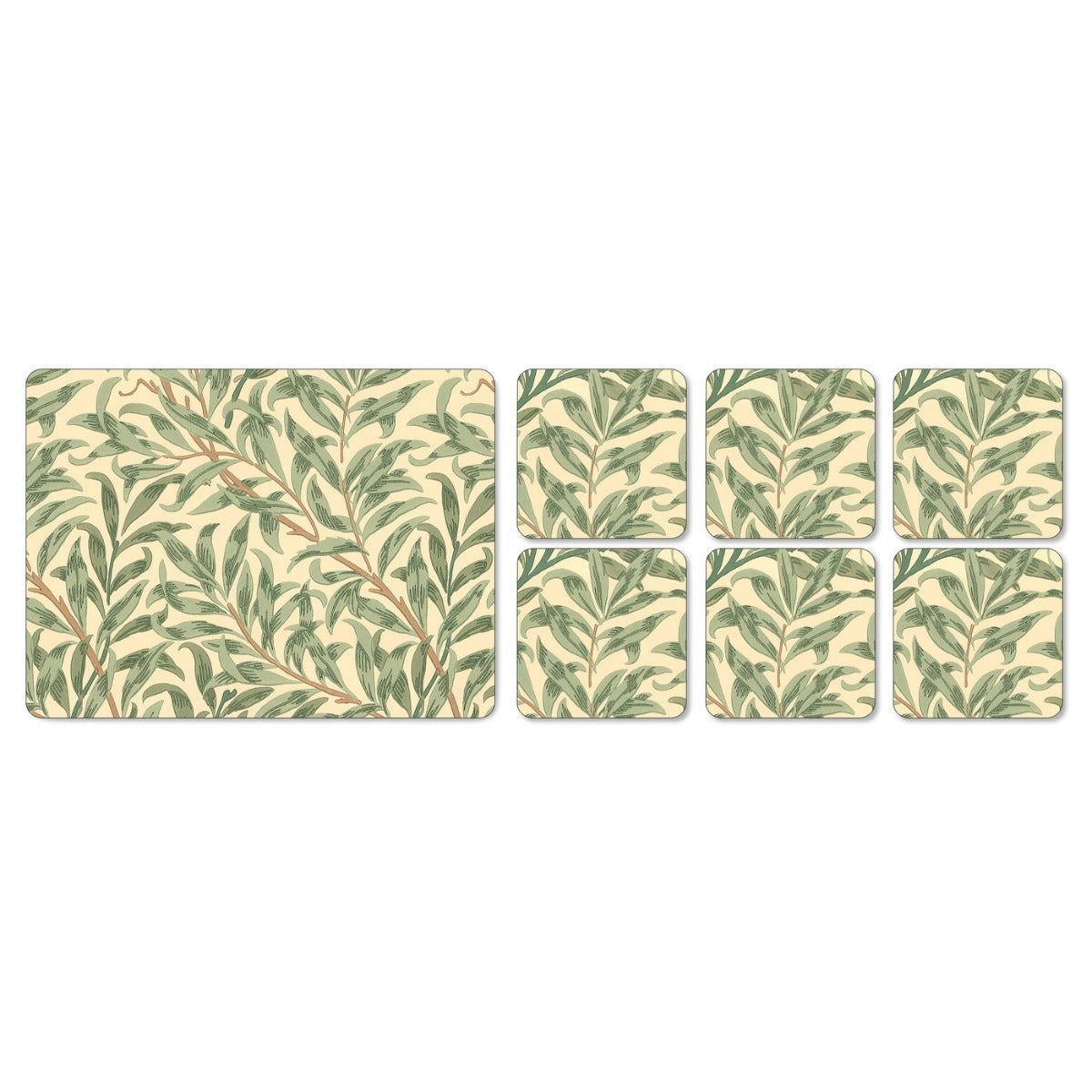 Pimpernel Willow Bough Green Placemats and Free Coasters Set of 6 