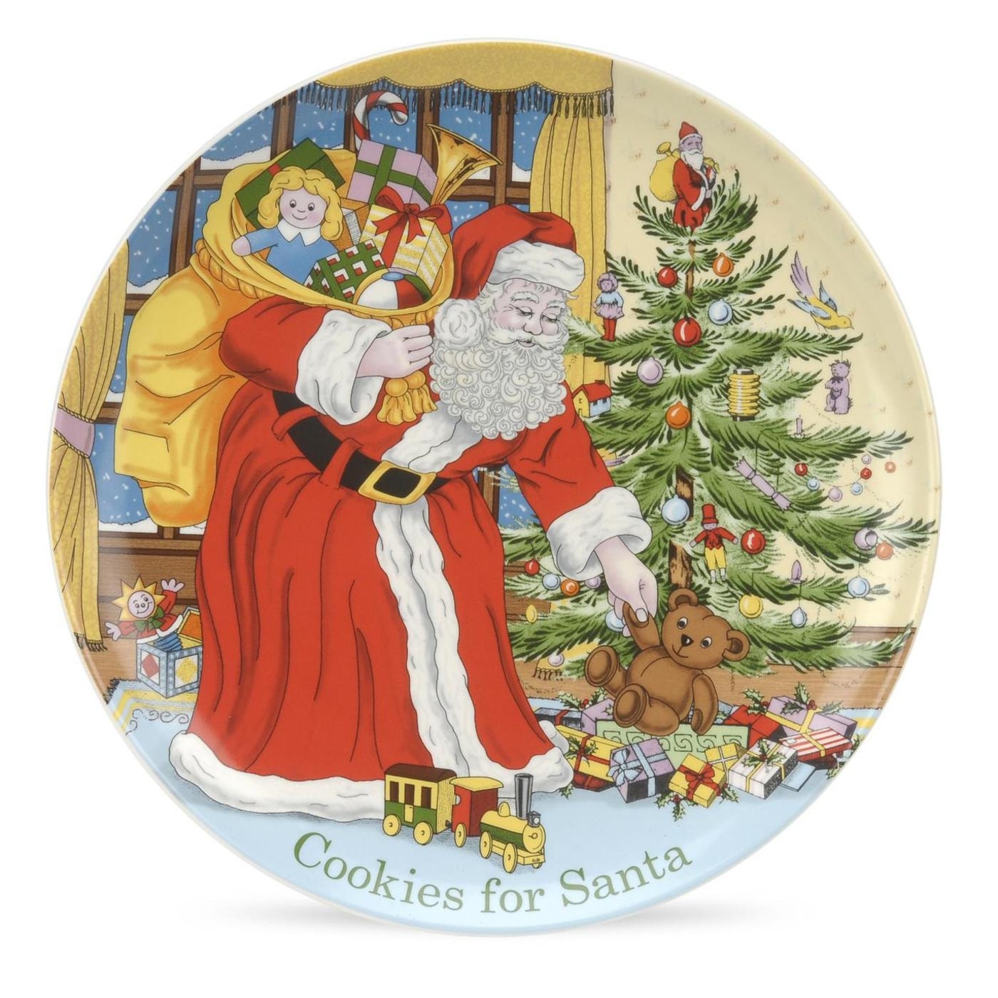 Spode Christmas Tree Santa Cookies Plate 