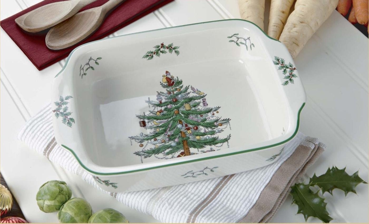 Spode Christmas Tree Rectangular Handled Dish 